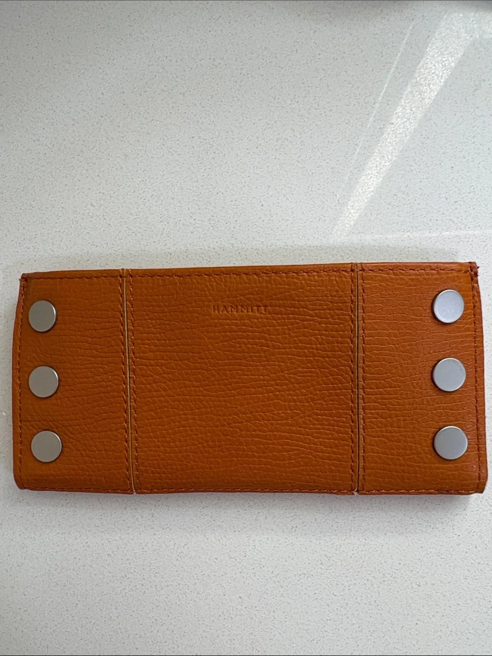 Hammitt 110 North Candlelight Orange Leather w/ Silver Rivets Wallet—Roomy! New